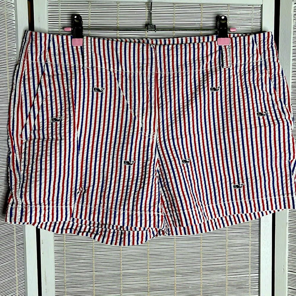 Vineyard Vines Red, White & Blue Striped Seersucker Shorts